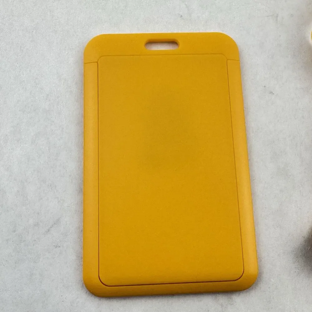 Sliding ID Badge Holder Heavy Duty Hard Plastic Card Sleeve Yellow